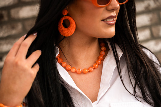 Oranje kralen ketting