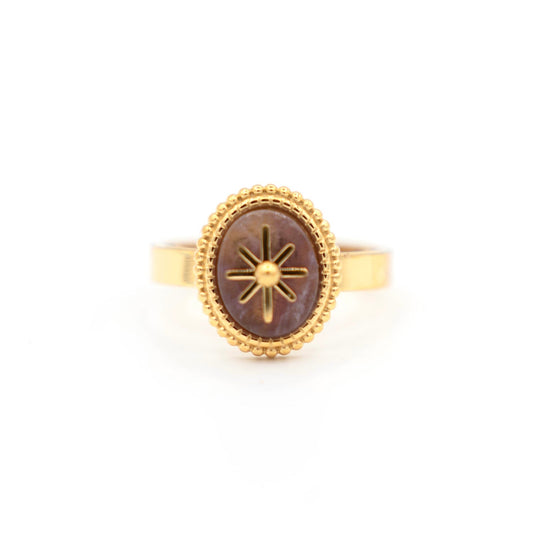 Bruine natuursteen ring