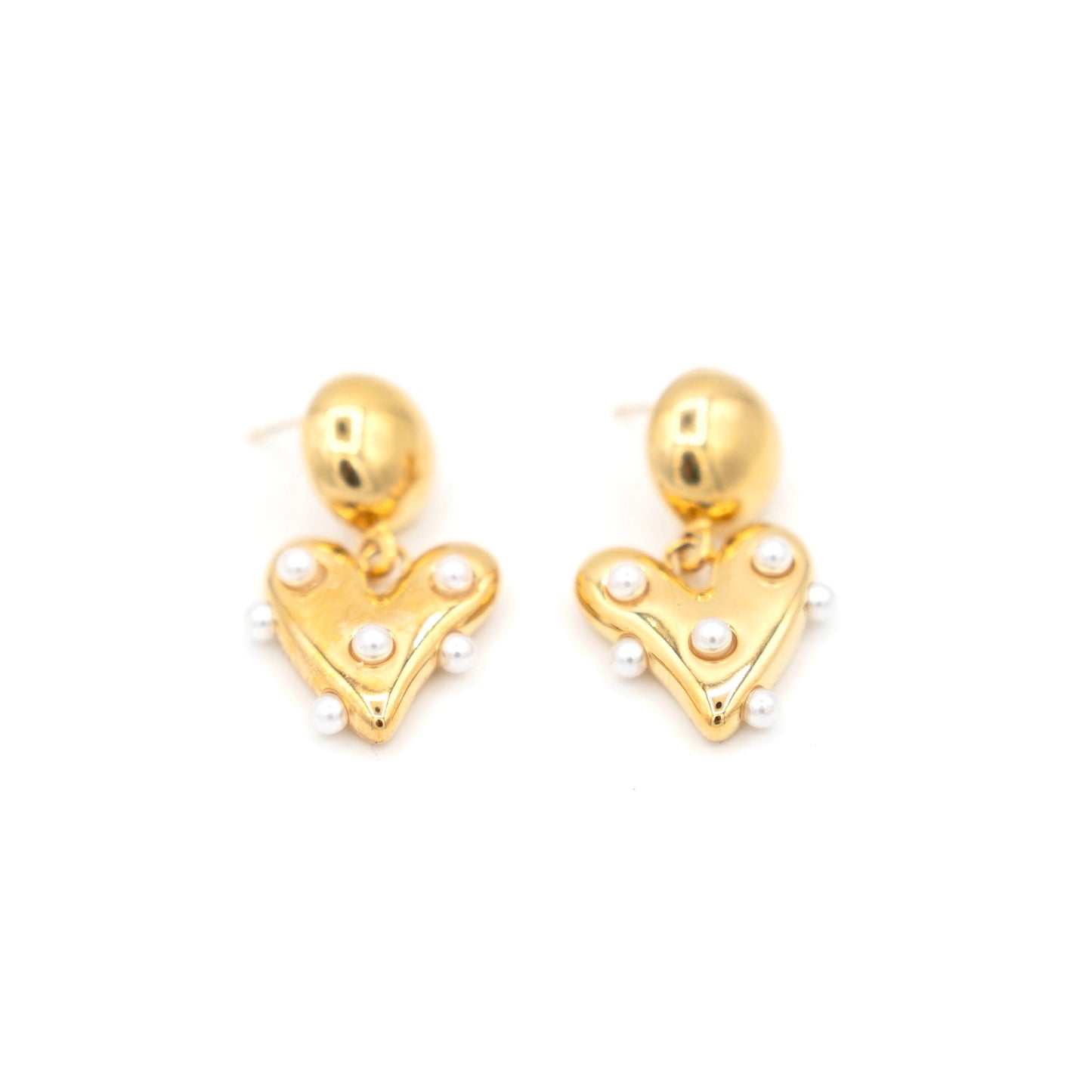 Pearl heart oorbellen