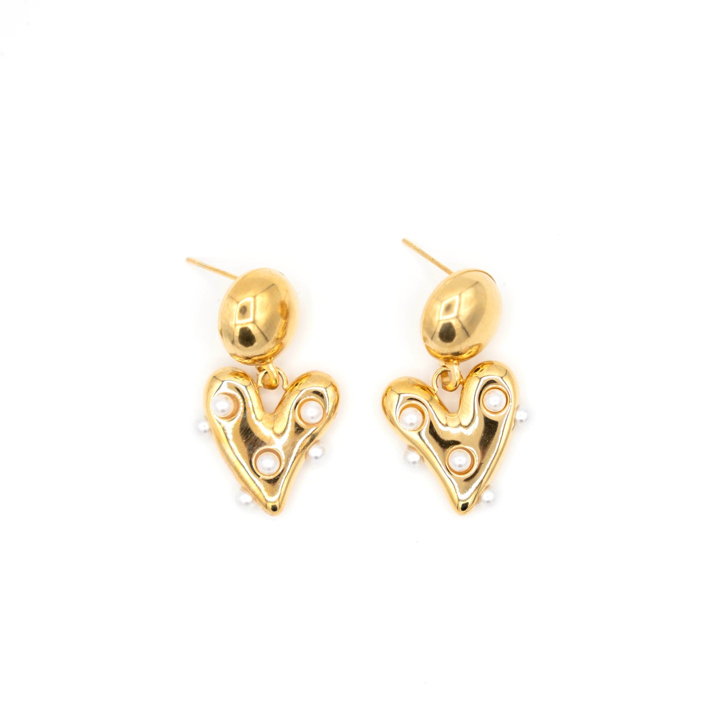 Pearl heart oorbellen