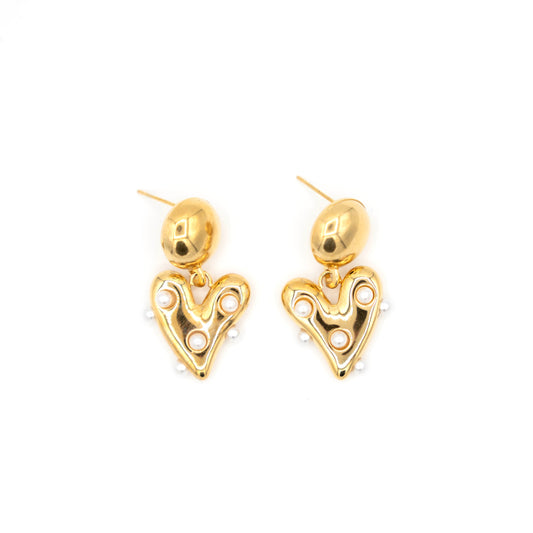 Pearl heart oorbellen