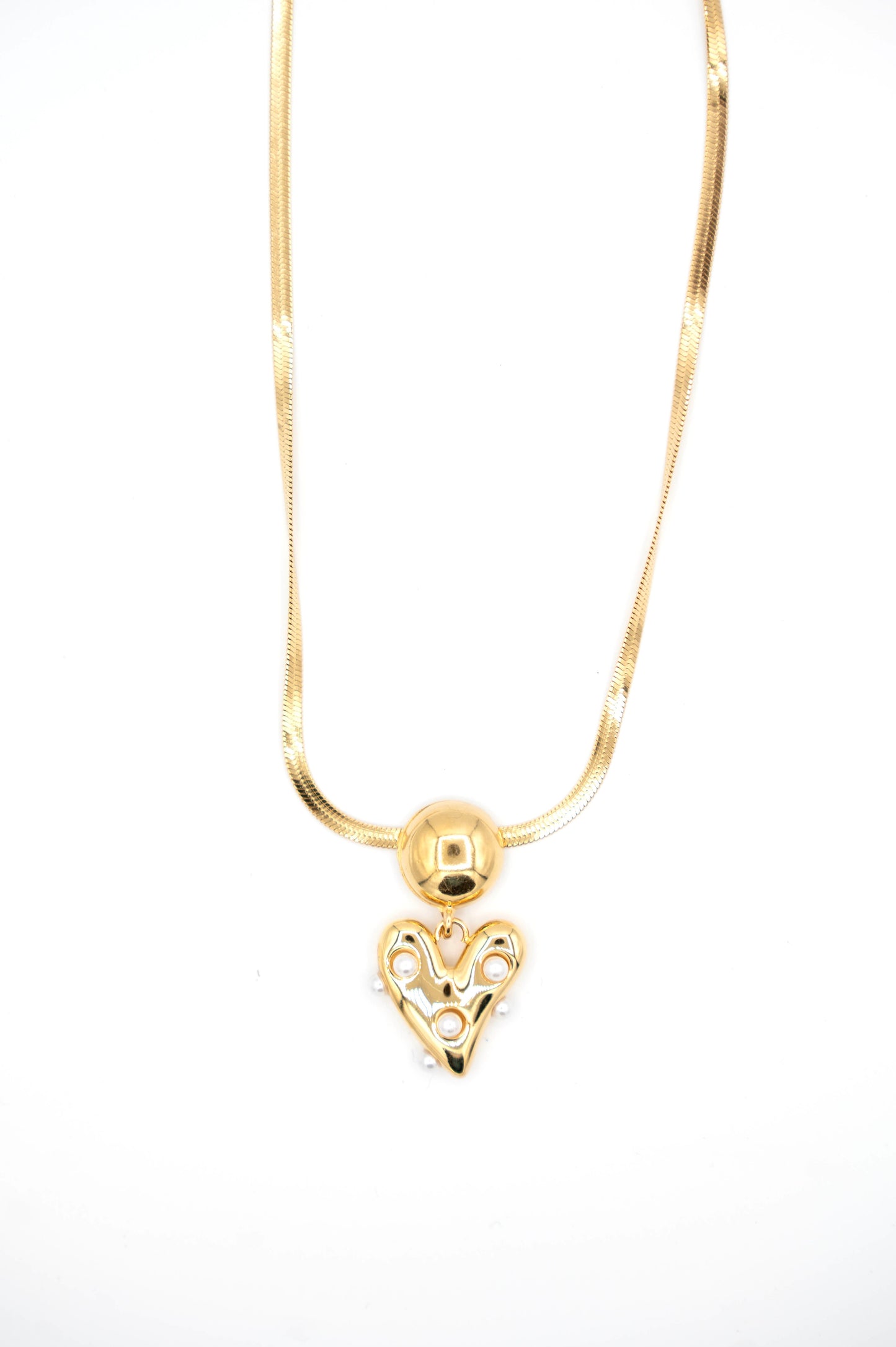 Pearl heart ketting
