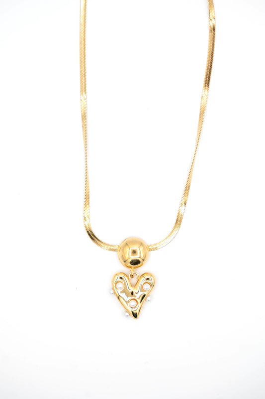 Pearl heart ketting
