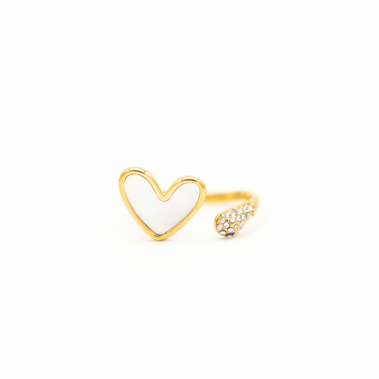 Parelmoer hartjes ring