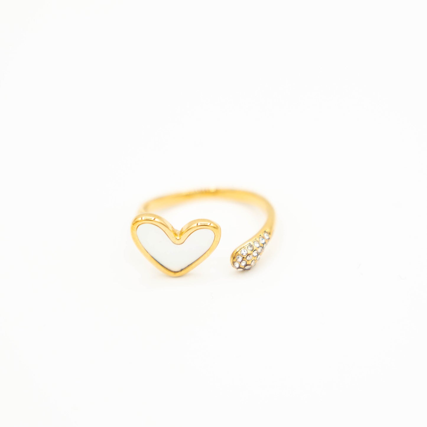 Parelmoer hartjes ring