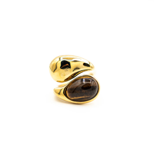 Pearl loop ring bruin