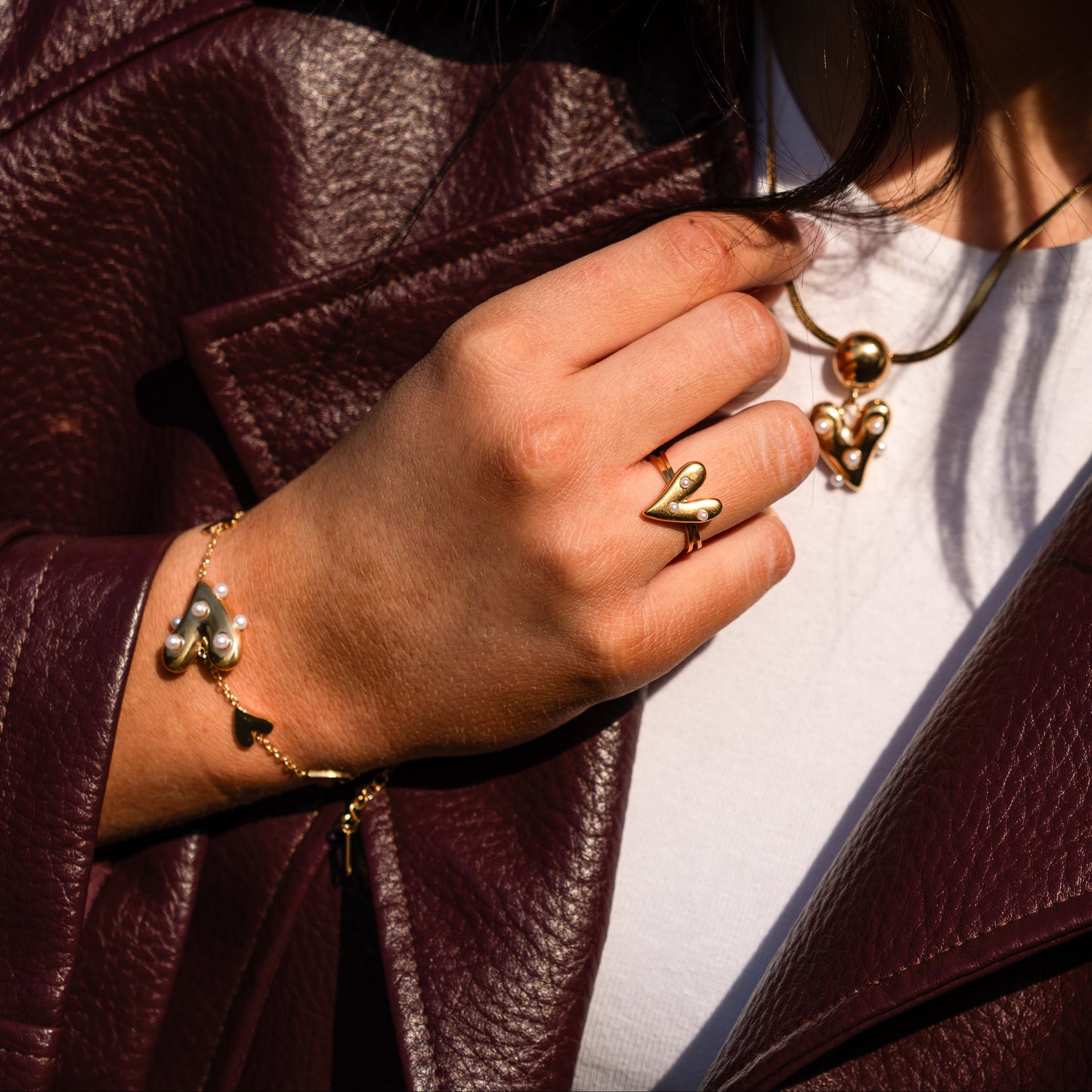 Pearl heart ring