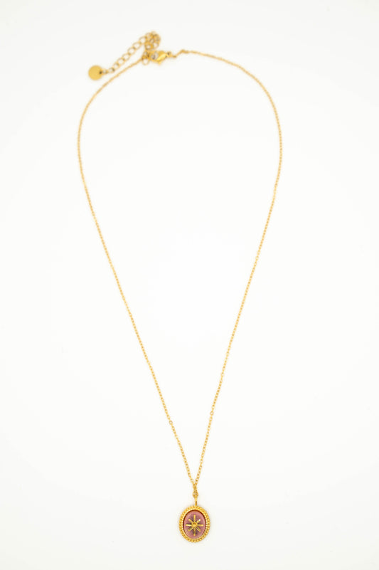 Roze natuursteen ketting