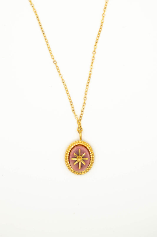 Roze natuursteen ketting
