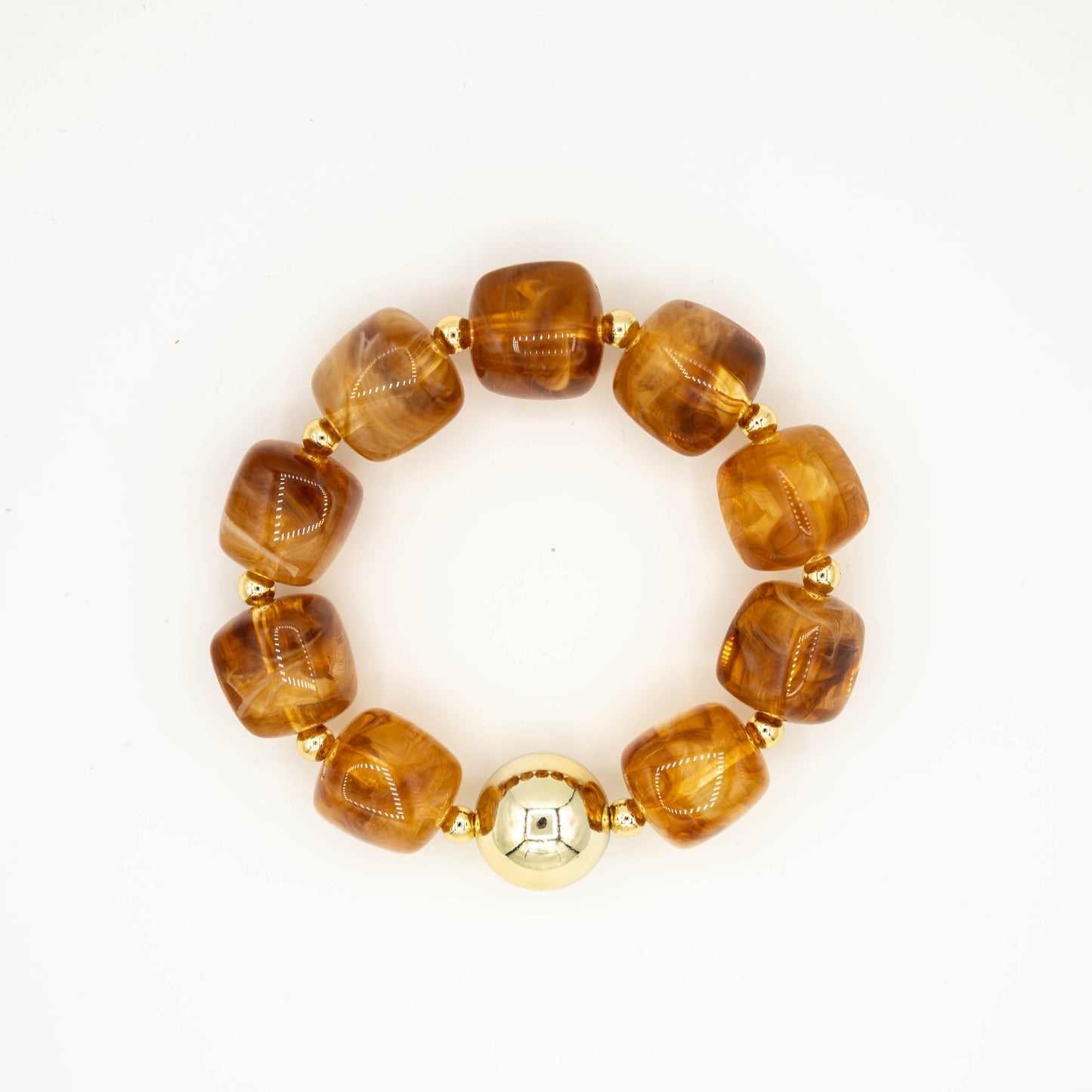 Oranje/bruine kralen armband