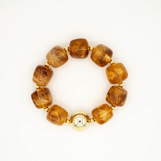 Oranje/bruine kralen armband