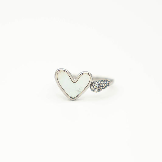 Parelmoer hartjes ring