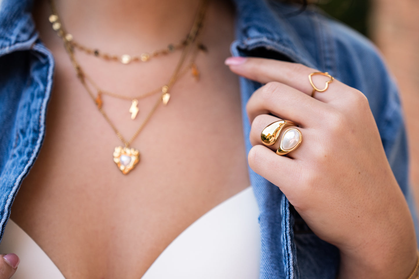 Lightning heart dubbele bedelketting