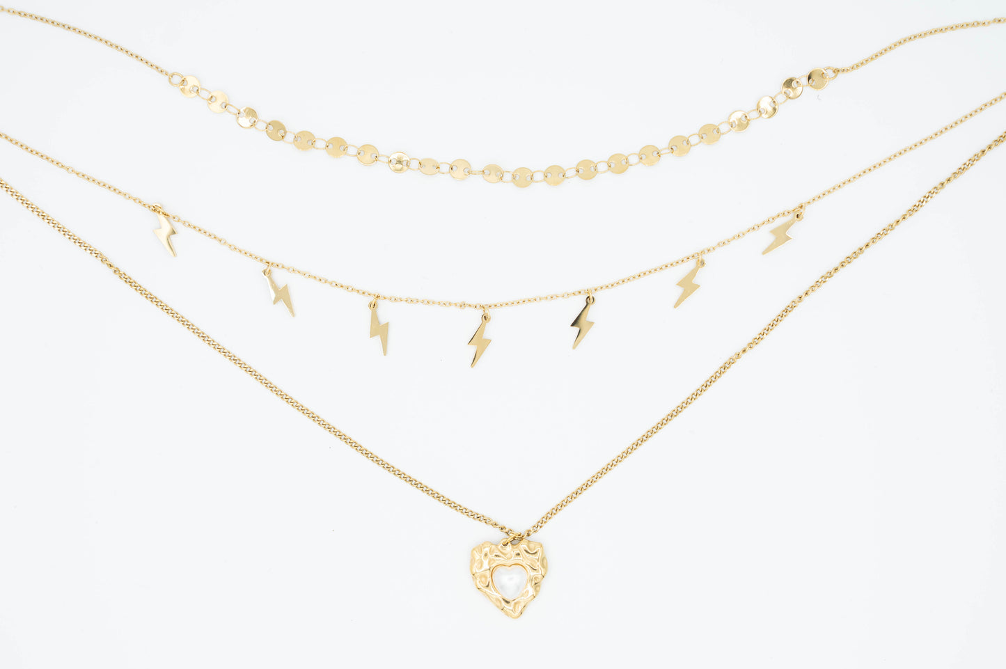 Lightning heart dubbele bedelketting