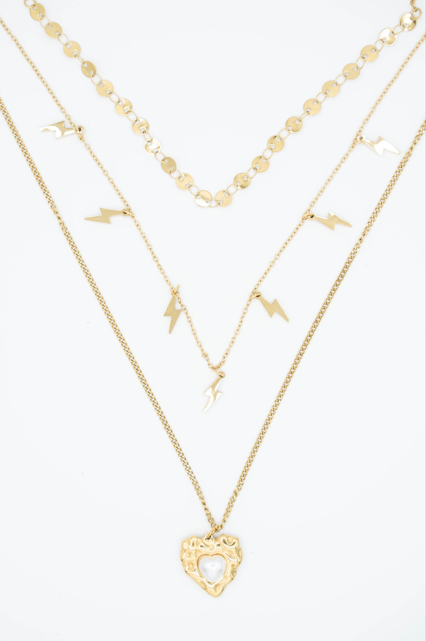 Lightning heart dubbele bedelketting