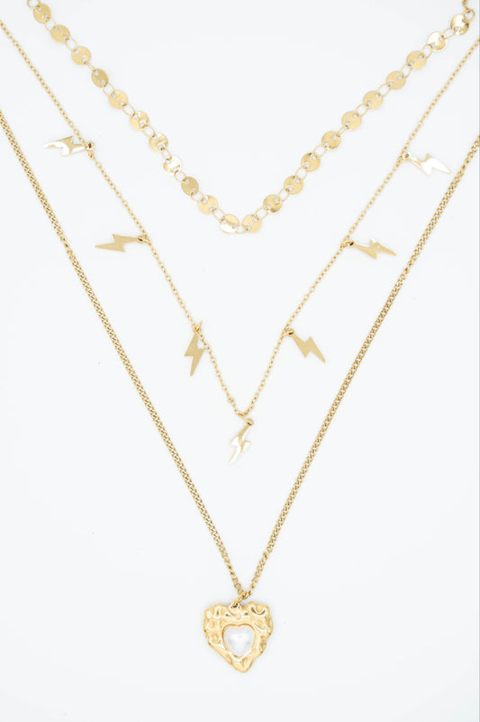 Lightning heart dubbele bedelketting